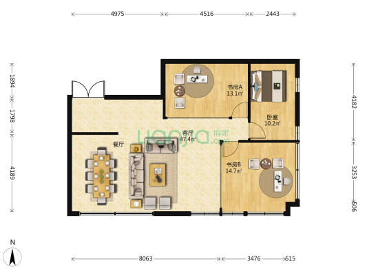 创意天地写字楼 3室1厅0卫 140平方