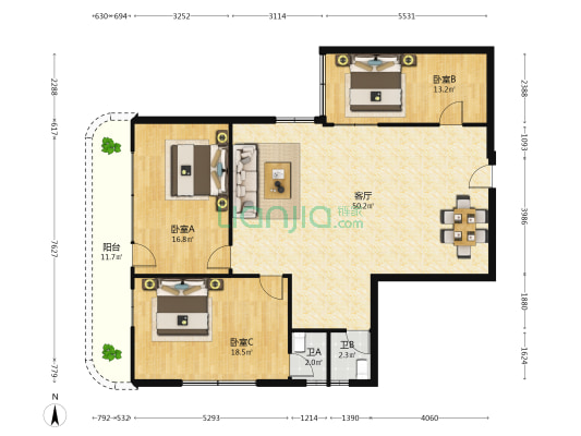 同安商会大厦 3室1厅2卫 151平方
