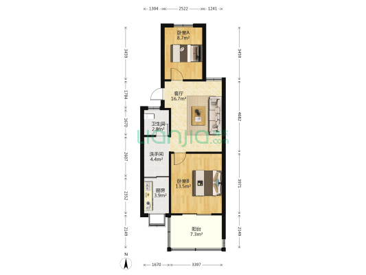 六冶家属院南院 2室1厅2卫 69平方