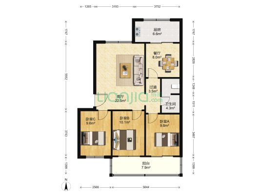 城兴里 3室2厅1卫 100平方