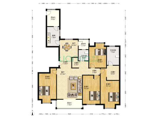 山水香堤 4室2厅2卫 196平方