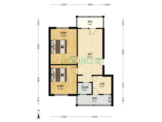 樱花园(玉林区) 2室1厅1卫 70平方
