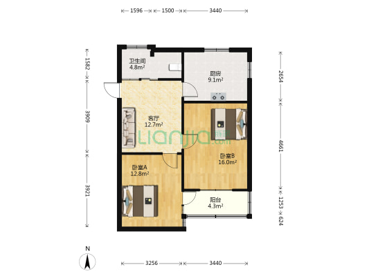 娄东新村 2室1厅1卫 72平方
