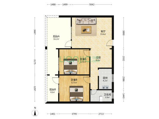 省工行营营部宿舍 2室1厅1卫 74平方