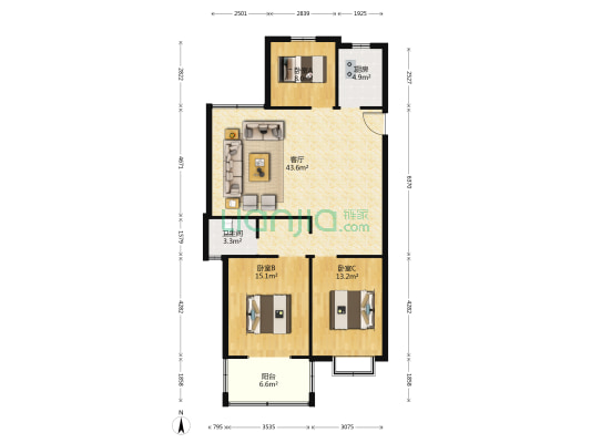 姑孰茗邸 3室1厅1卫 131平方