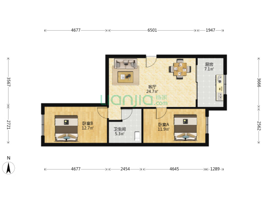 影东小区二期 2室1厅1卫 80平方
