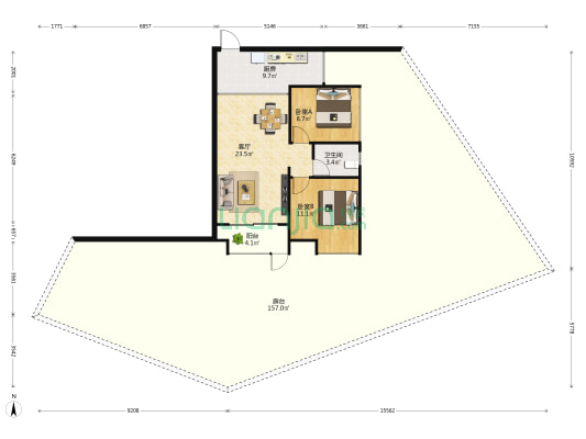 龙光·君悦华庭 2室1厅1卫 69平方