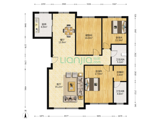 南溪虹著 2室2厅2卫 172平方