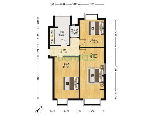 南海楼 3室0厅1卫 81平方