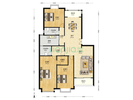 兴盛公寓 3室2厅2卫 177平方