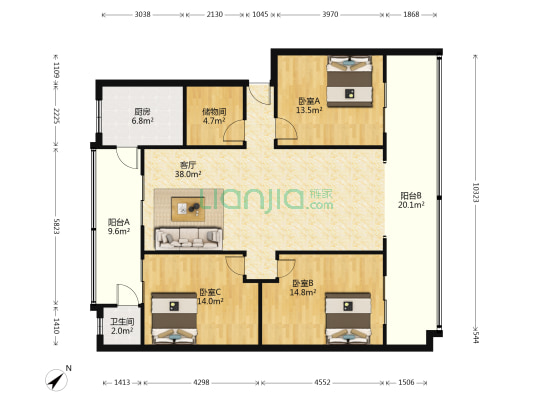 法院家属院小区 3室1厅1卫 124平方
