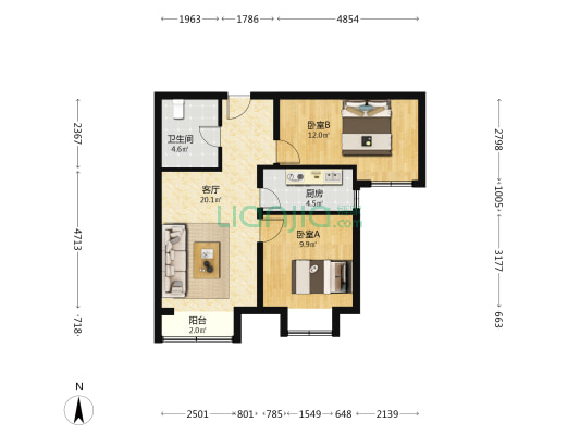 兆丰馨园东区 2室1厅1卫 75平方