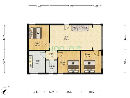 碚峡巷62号 3室1厅1卫 97平方