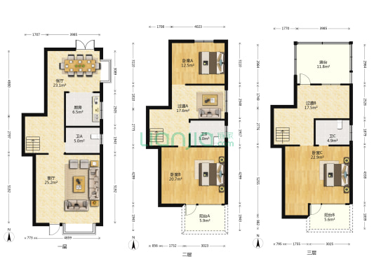 然梦园 3室2厅3卫 217平方