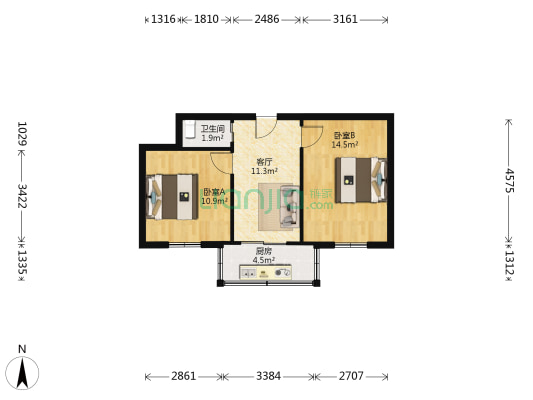 纺建小区 2室1厅1卫 53平方