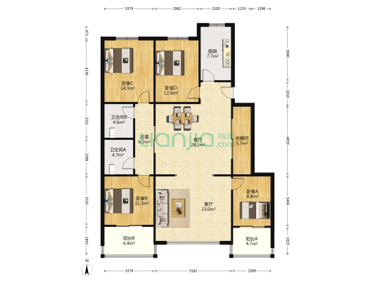 金光丽海新园 4室2厅2卫 161平方