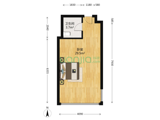 北辰金座 1室0厅1卫 45平方