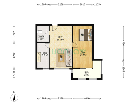 弄海园 1室1厅1卫 77平方