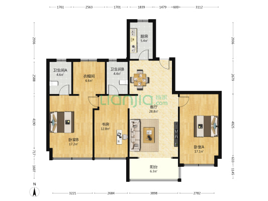 金隅紫京云筑二期 3室1厅2卫 138平方