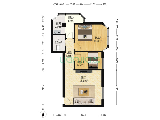 滨江横路 2室1厅1卫 58平方