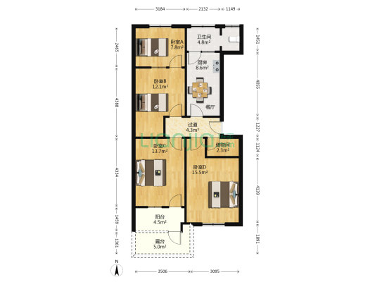 永安路 4室0厅1卫 87平方