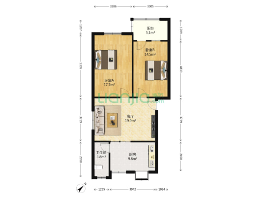 回收公司二院家属院 2室1厅1卫 90平方