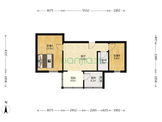 老爹岭 2室1厅1卫 51平方