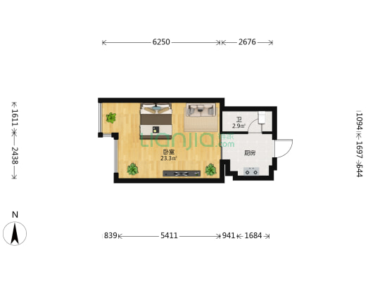 万科云上城二期 1室0厅1卫 50平方
