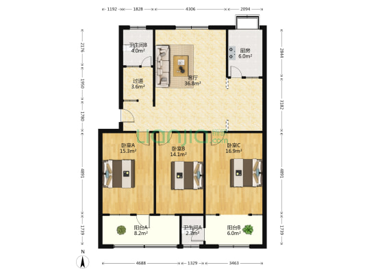 许昌文化艺术学校住宅楼 3室1厅2卫 135平方