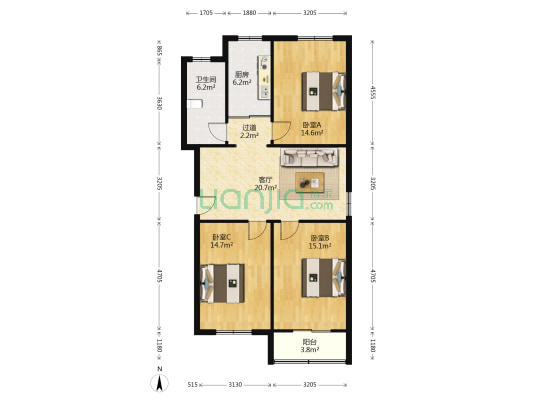 中荣大楼 3室1厅1卫 106平方