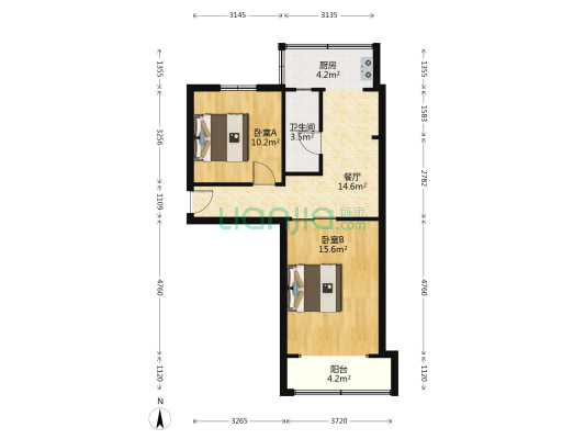 桃南建行宿舍 2室1厅1卫 63平方