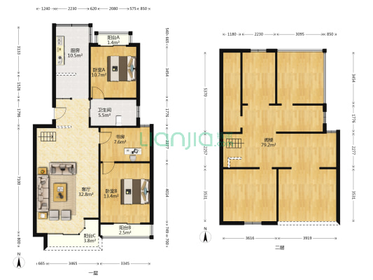 美意家园 3室1厅1卫 105平方