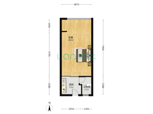 润璟科技广场 1室0厅1卫 43平方