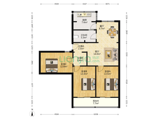 测绘西路43号工行家属院 3室2厅1卫 103平方