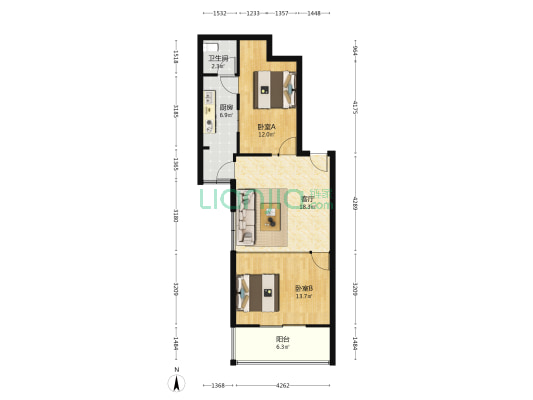 枫丹雅苑 2室1厅1卫 82平方
