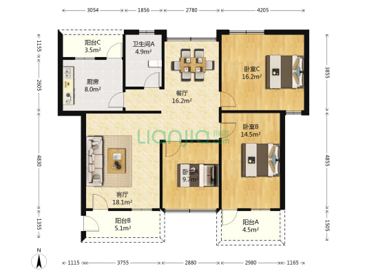 农机楼 3室2厅1卫 112平方