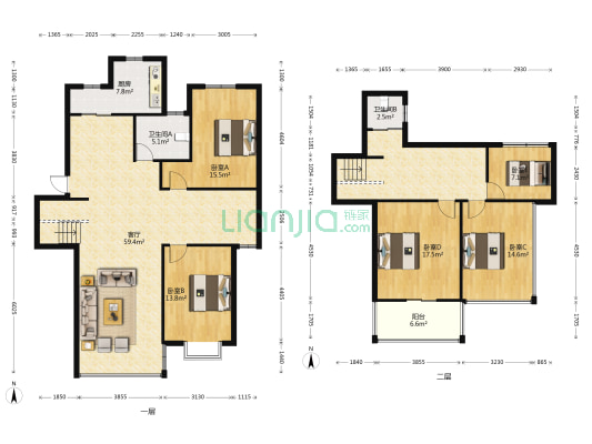 联富新苑 5室1厅2卫 164平方