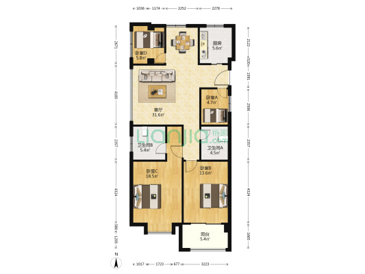 绿翠豪庭 4室1厅2卫 131平方
