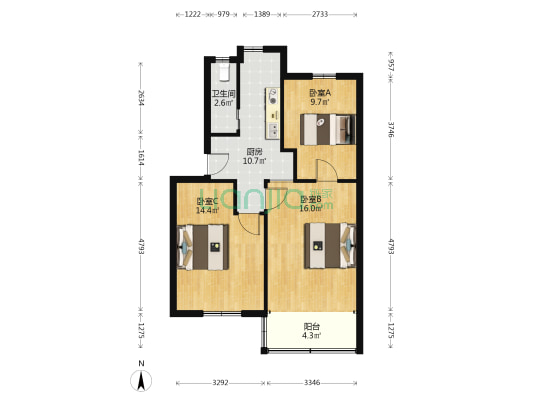 姚港路3号 3室0厅1卫 69平方