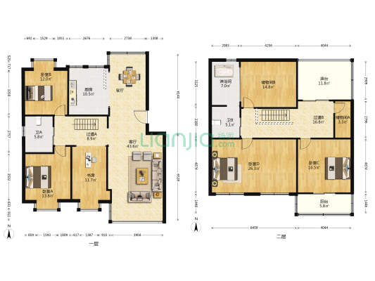 中洲锦苑 5室1厅3卫 219平方