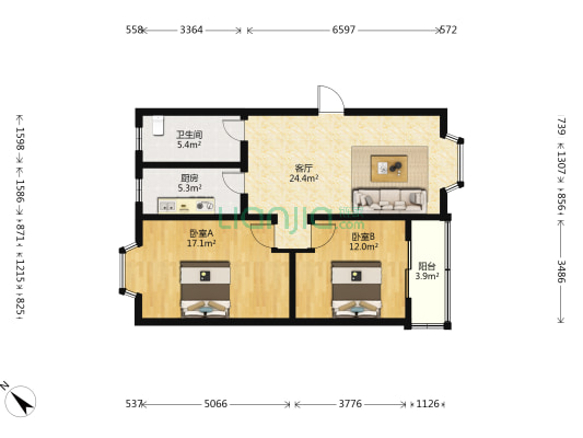 阳光丽景 2室1厅1卫 81平方