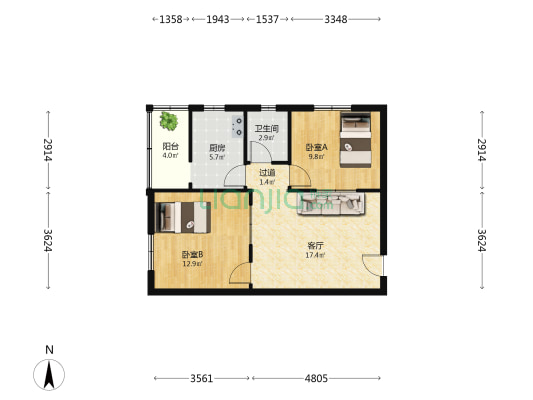 南庄大道东173号 2室1厅1卫 71平方