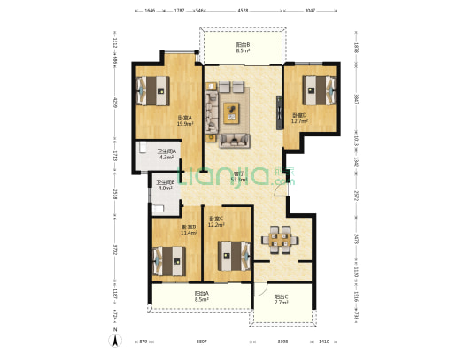 水湾清城Ⅲ期 4室1厅2卫 167平方