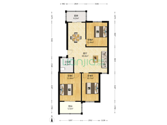 桐江小区 3室1厅1卫 90平方