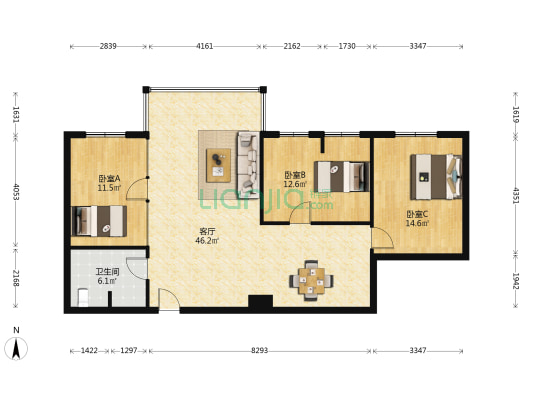 凤凰大厦 3室1厅1卫 117平方