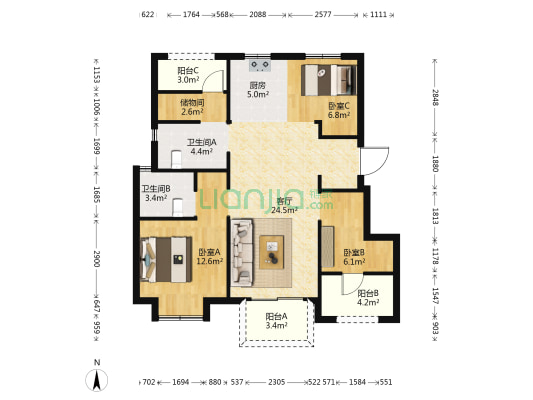 碧桂园正荣悦玲珑 3室1厅2卫 80平方