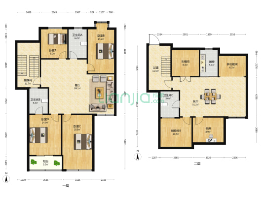 广福园 6室2厅3卫 128平方