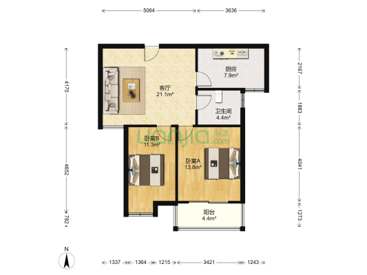 象山花园一区 2室1厅1卫 90平方