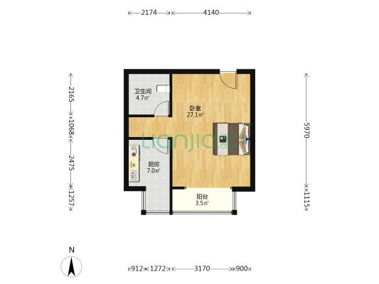 凯旋门，毛坯房随意装修，中间楼层，房本满二-户型图