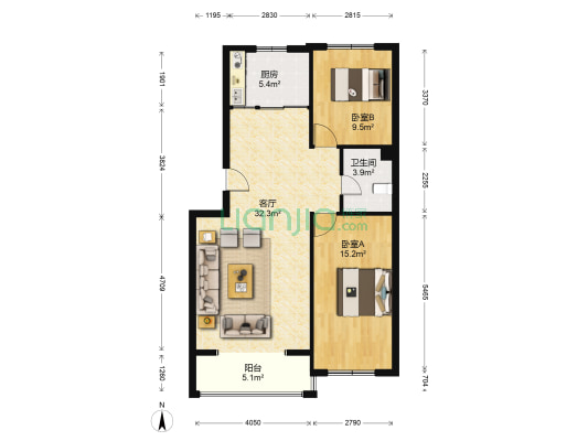 平安丽景A区 2室1厅1卫 95平方